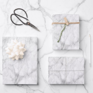 Elegant Black and White Marble Pattern Wrapping Paper Sheet