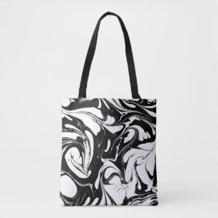 Elegant Black And White Marble Tote Bag