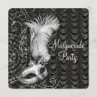 Elegant Black and White Masquerade Party Satin