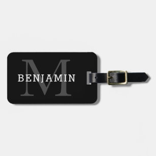 Elegant Black And White Men's Monogram Luggage Tag