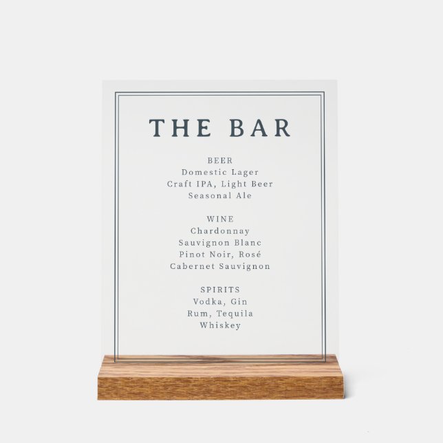 Elegant Black and White Menu Sign (Front)