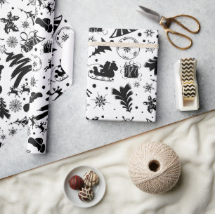 Elegant black and white merry Christmas Wrapping Paper