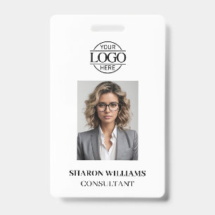 Elegant Black and White Minimalist Employee Photo ID Badge