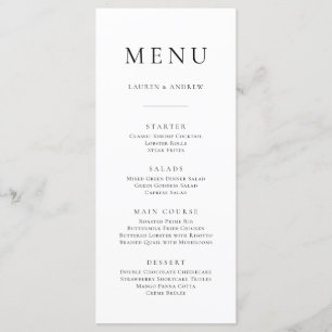 Elegant Black and White Minimalist I Flat Menu