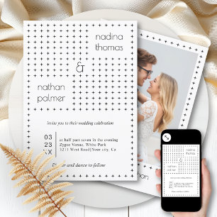 Elegant black and white minimalist photo wedding invitation