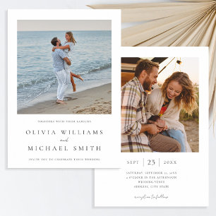 Elegant Black and White Minimalist Photo Wedding Invitation