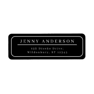 Elegant Black And White Minimalist Return Address  Label
