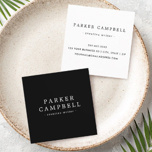 Elegant black and white minimalist square business card