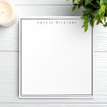 Elegant Black and White Minimalist Two Border Notepad<br><div class="desc">Create your own personalised notepads with black elegant chic typography monogram name and two border line design on white colour.</div>