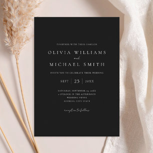 Elegant Black and White Minimalist Wedding Invitation