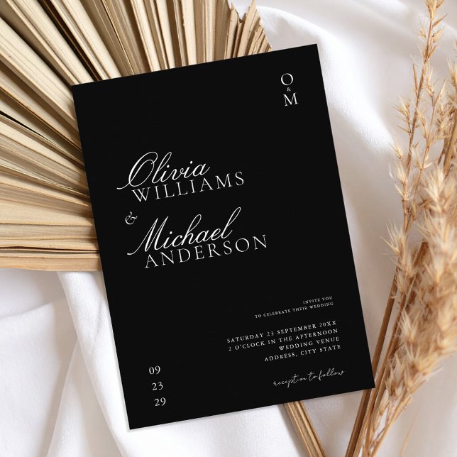 Elegant Black and White Minimalist Wedding Invitation (Creator Uploaded)