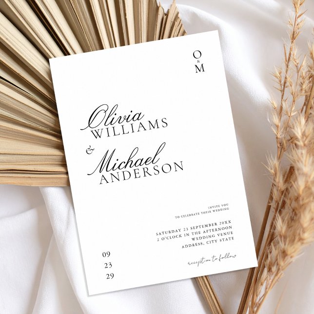 Elegant Black and White Minimalist Wedding Invitation (Creator Uploaded)