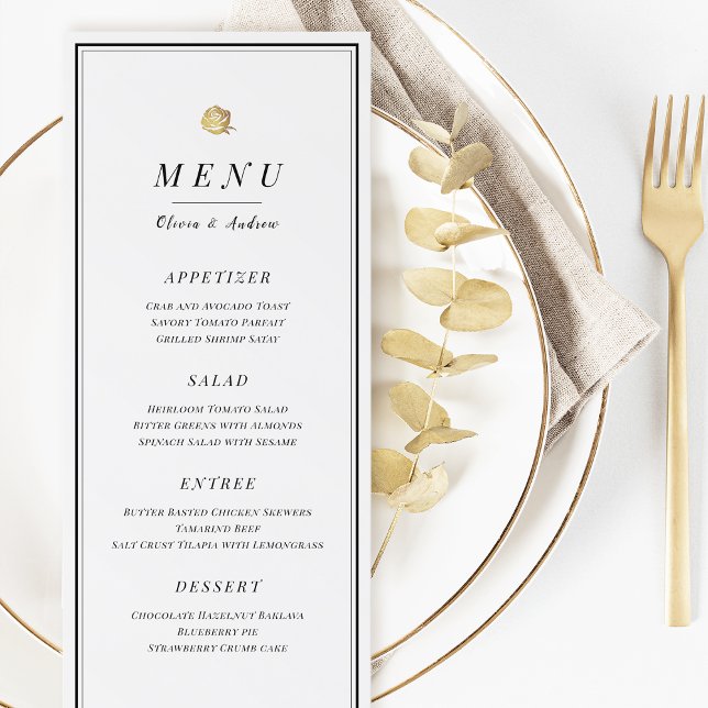 Elegant black and white minimalist wedding menu (Elegant black and white minimalist wedding menu)