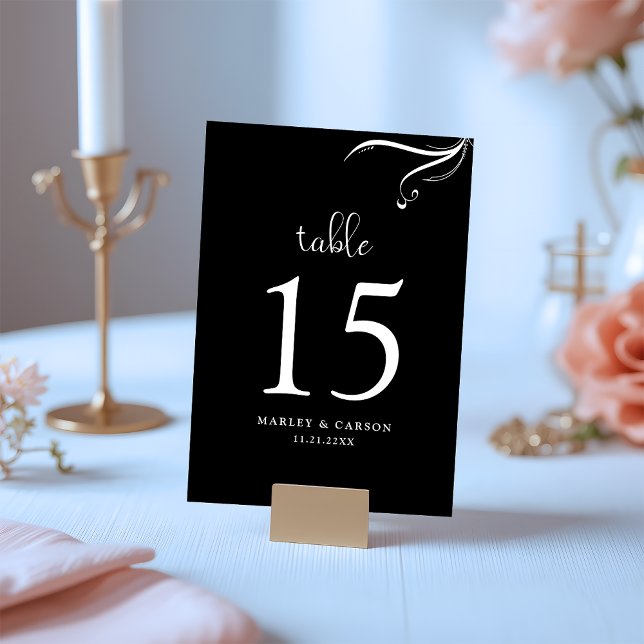 Elegant Black and White Minimalist Wedding Modern Table Number (Creator Uploaded)
