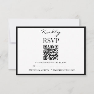 Elegant Black and White Minimalist Wedding RSVP Card
