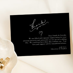 Elegant Black and White Minimalist Wedding Thank You Card