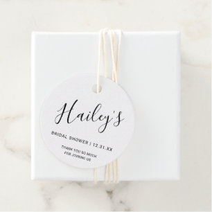 Elegant Black and White Modern Bridal Shower Favour Tags