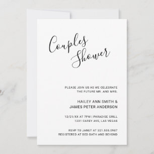 Elegant Black and White Modern Couples Shower Invitation
