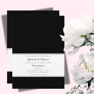 Elegant Black and White Modern Minimalist Wedding  Invitation