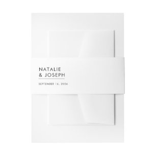 Elegant Black And White Modern Minimalist Wedding Invitation Belly Band