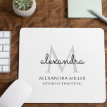 Elegant Black and White Modern Monogram Name Mouse Pad<br><div class="desc">This simple,  elegant,  stylish black and white design features your personalised name,  monogram and business title in trendy,  stylish topography. This item can be and an excellent gift for you,  your family and friends.</div>