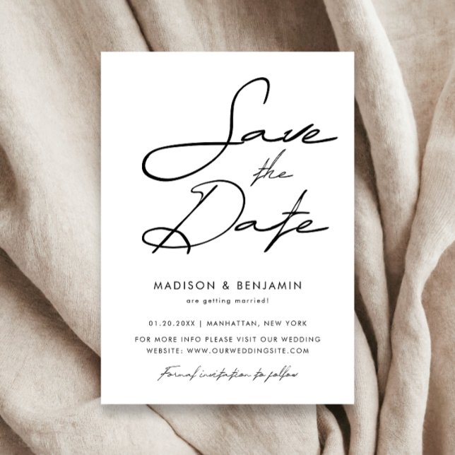 Elegant Black and White Modern Typography Wedding Save The Date (Creator Uploaded)