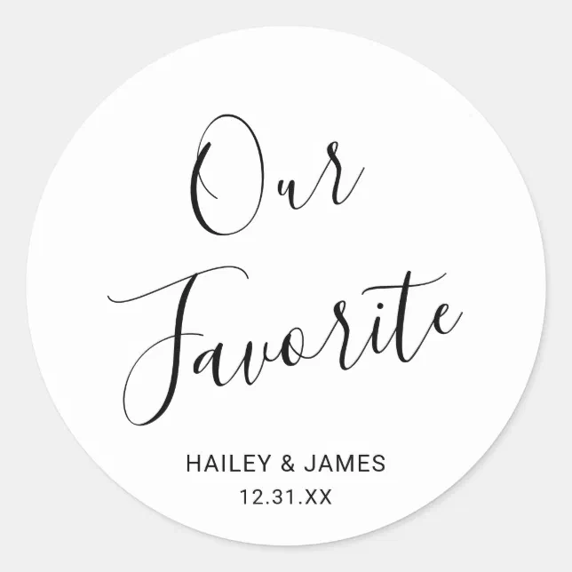 Elegant Black and White Modern Wedding Classic Round Sticker | Zazzle