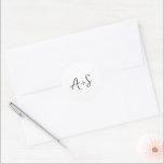 Elegant Black and White Modern Wedding Classic Round Sticker<br><div class="desc">Elegant wedding stickers featuring a simple design with your monogram in a script font.</div>