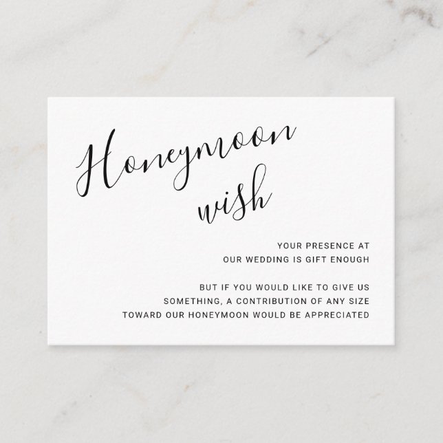 Elegant Black and White Modern Wedding Enclosure Card (Front)