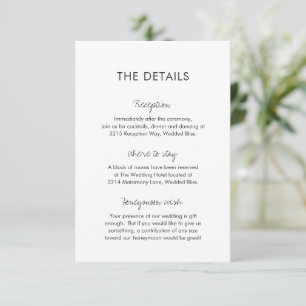 Elegant Black and White Modern Wedding Enclosure Card