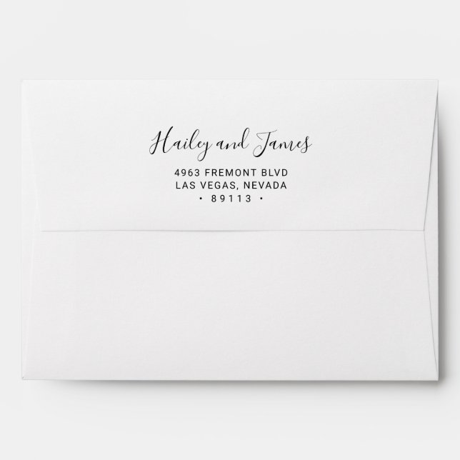 Elegant Black and White Modern Wedding Envelope (Back (Top Flap))