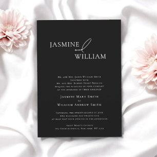 Elegant Black and White modern Wedding Invitation