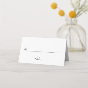 Elegant Black and White Modern Wedding Place Card
