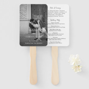 Elegant Black and White Modern Wedding Program Hand Fan