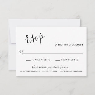 Elegant Black and White Modern Wedding RSVP Card