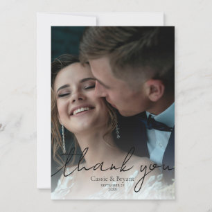 Elegant Black and White Modern Wedding Thank You Card