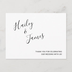 Elegant Black and White Modern Wedding Thank You Postcard