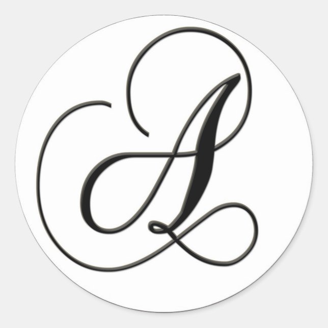 Elegant Black and White Monogram - A Classic Round Sticker (Front)