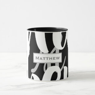 Elegant Black And White Monogram Coffee Mug