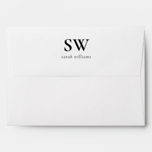 Elegant Black and White Monogram Envelope