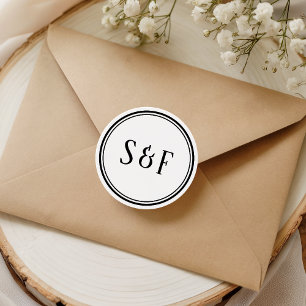 Elegant Black and White Monogram Envelope Seal