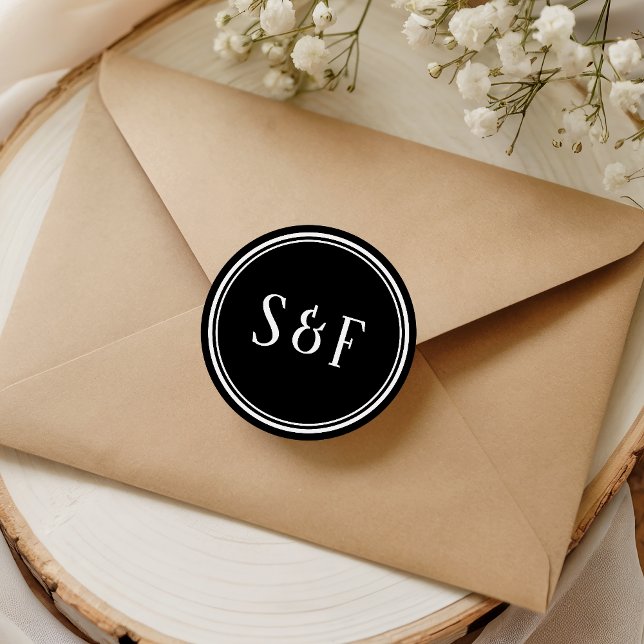 Elegant Black and White Monogram Envelope Seal (Creator Uploaded)
