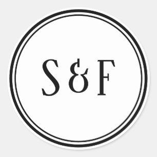 Elegant Black and White Monogram Envelope Seal