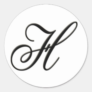 Elegant Black and White Monogram H Classic Round Sticker