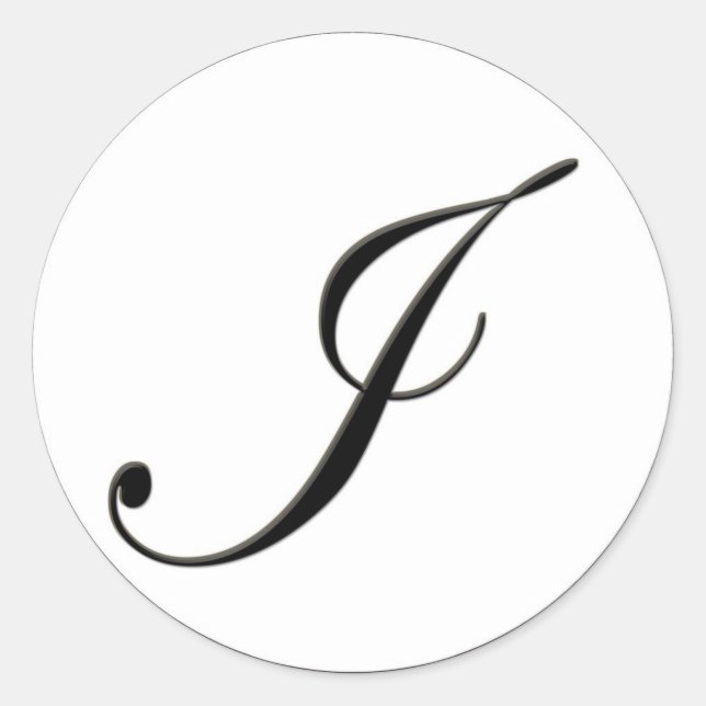 Elegant Black and White Monogram I Classic Round Sticker (Front)
