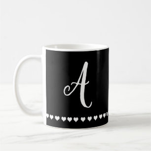 Elegant Black and White Monogram Initial Coffee Mug