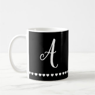 Elegant Black and White Monogram Initial Coffee Mug