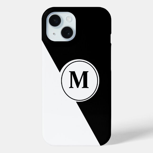 Elegant Black and White Monogram iPhone Case (Back)