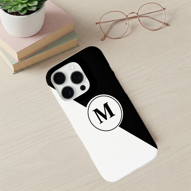 Elegant Black and White Monogram iPhone Case (Creator Uploaded)