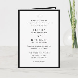 Elegant Black and White Monogram Modern Wedding Invitation